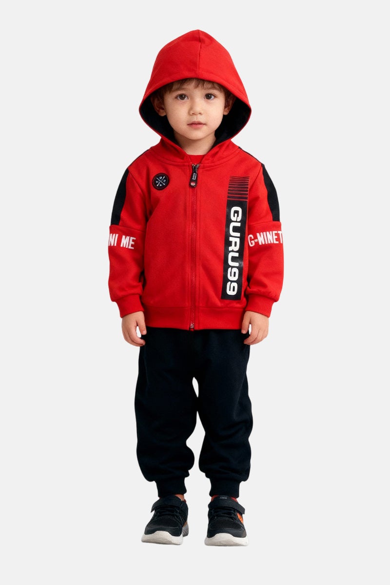 guru G99 By Guru Toddlers Boy 2 Pieces Brand Logo Hoodie With Bottom Set, Multicolor - Image 1